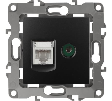 Комбинированная розетка ЭРА 12-3110-05 RJ45 TV, IP20, 12, антрацит Б0027445