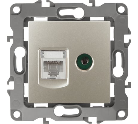 Комбинированная розетка ЭРА 12-3110-04 RJ45 TV, IP20, 12, шампань Б0027444