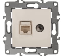 Комбинированная розетка ЭРА 12-3110-02 RJ45 TV, IP20, 12, слоновая кость Б0027442