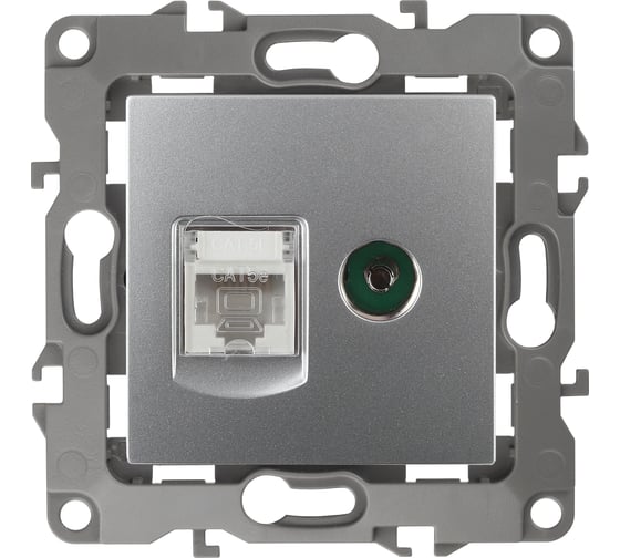 Комбинированная розетка ЭРА 12-3110-03 RJ45 TV, IP20, 12, алюминий Б0027443 1