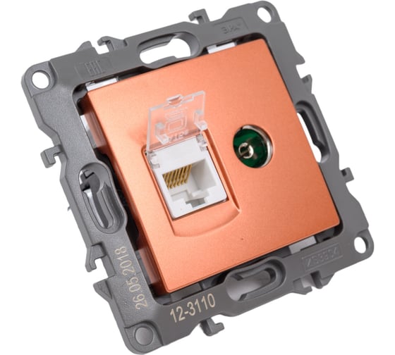 Комбинированная розетка ЭРА 12-3110-14 RJ45 TV, IP20, 12, медь Б0027449