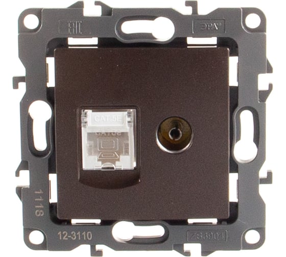 Комбинированная розетка ЭРА 12-3110-13 RJ45 TV, IP20, 12, бронза Б0027448