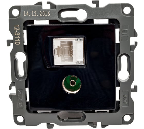 Комбинированная розетка ЭРА 12-3110-06 RJ45 TV, IP20, 12, чёрный Б0027446
