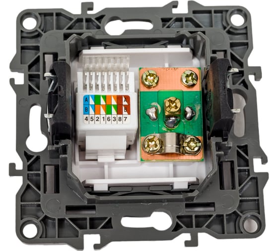 Комбинированная розетка ЭРА 12-3110-06 RJ45 TV, IP20, 12, чёрный Б0027446