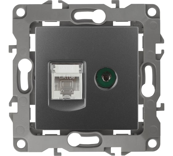 Комбинированная розетка ЭРА 12-3110-12 RJ45 TV, IP20, 12, графит Б0027447 1