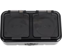 2-местная розетка Bylectrica ОУ IP54 серия ПРАЛЕСКА АКВА, РА16-302 черный