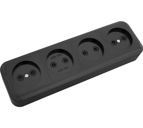 4-местная розетка Bylectrica ОУ со шторкой серия ПРАЛЕСКА, РА16-277 черный
