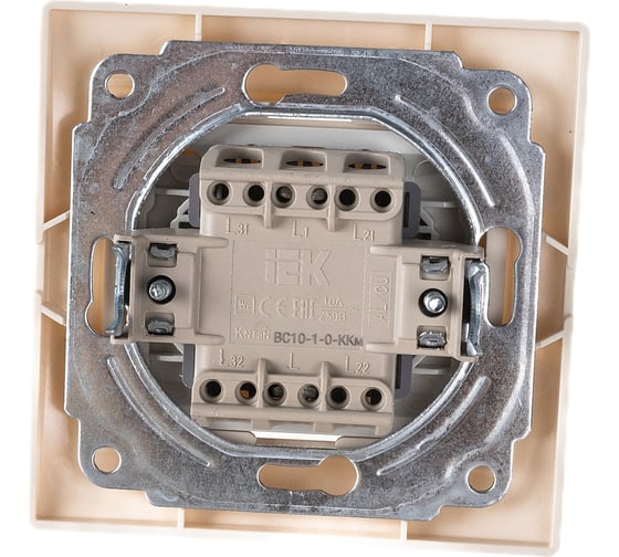Одноклавишный выключатель IEK КВАРТА в сборе, скрытый, кремовый EVK10-K33-10-DM