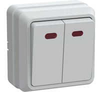 Выключатель GENERICA ОКТАВА 2-кл нар.бел. с инд EVO21-K01-10-DC