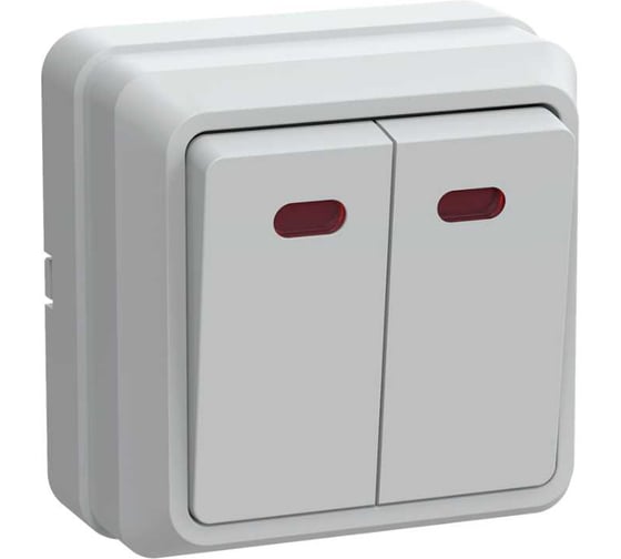 Выключатель GENERICA ОКТАВА 2-кл нар.бел. с инд EVO21-K01-10-DC 1