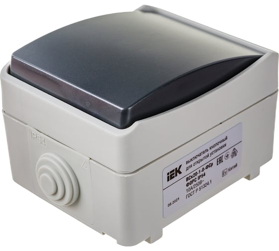 1-кнопочный выключатель IEK ФОРС наружный монтаж IP54 EVS13-K03-10-54-DC