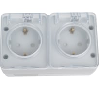 Розетка двойная с заземлением со шторками Systeme Electric AtlasDesign Profi IP54, 16 АХ, 250 В, открытой установки, Серый ATN543026