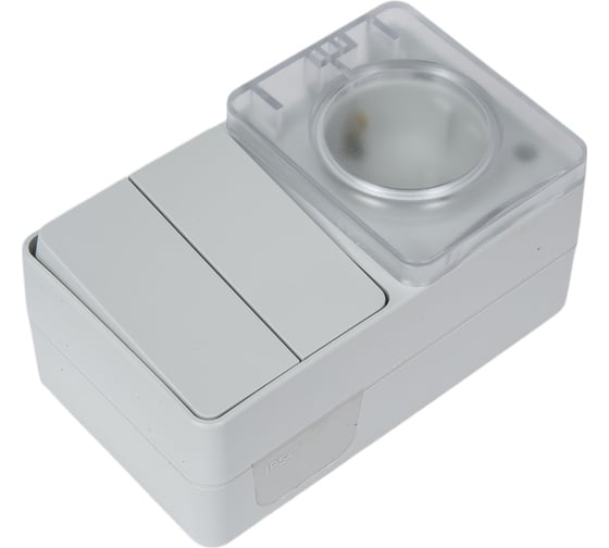 Блок Systeme Electric Atlasdesign profi ip54 о/у роз. з/к со шт. 16а, выкл.2-клав.10а, серый ATN543074