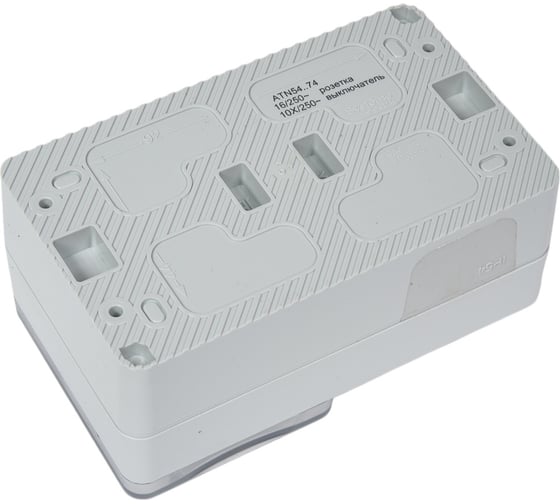 Блок Systeme Electric Atlasdesign profi ip54 о/у роз. з/к со шт. 16а, выкл.2-клав.10а, серый ATN543074