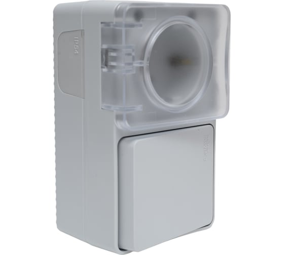 Блок Systeme Electric Atlasdesign profi ip54 о/у роз. з/к со шт. 16а, выкл.1-клав.10а, серый ATN543070