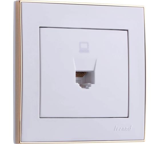 Компьютерная розетка LEZARD RAIN белый с бок. вст. золото 703-0226-139