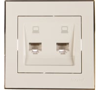 Двойная компьютерная розетка LEZARD RAIN белый с бок. вст. золото 703-0226-141