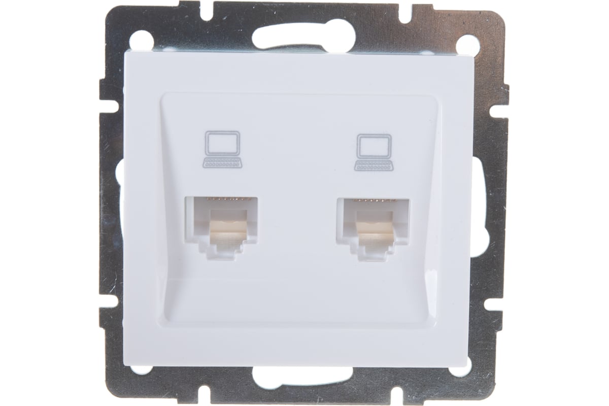 Двойная компьютерная розетка LEZARD RAIN белая 703-0288-141 - выгодная ...
