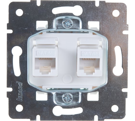 Двойная компьютерная розетка LEZARD RAIN белая 703-0288-141