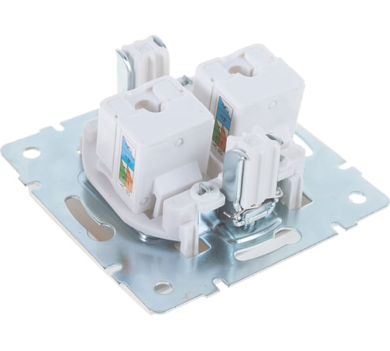 Двойная компьютерная розетка LEZARD RAIN белая 703-0288-141
