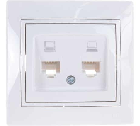 Двойная компьютерная розетка LEZARD MIRA белый с белой вставкой 701-0202-141