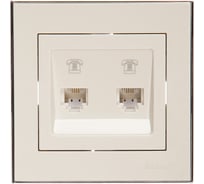 Двойная телефонная розетка LEZARD RAIN евро белый с бок. вст. хром 703-0225-138