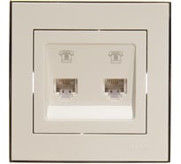 Двойная телефонная розетка LEZARD RAIN евро белый с бок. вст. золото 703-0226-138