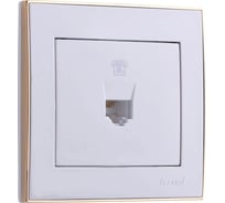 Телефонная розетка LEZARD RAIN евро белый с бок. вст. золото 703-0226-137