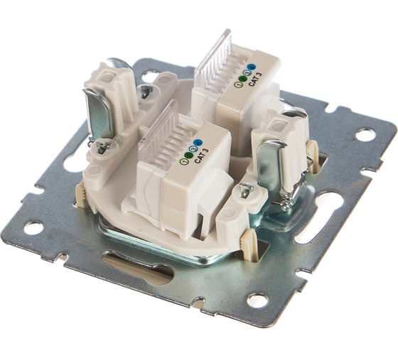Двойная телефонная розетка LEZARD RAIN евро крем 703-0388-138