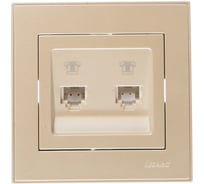 Двойная телефонная розетка LEZARD RAIN евро жемчужно-белый металлик 703-3030-138