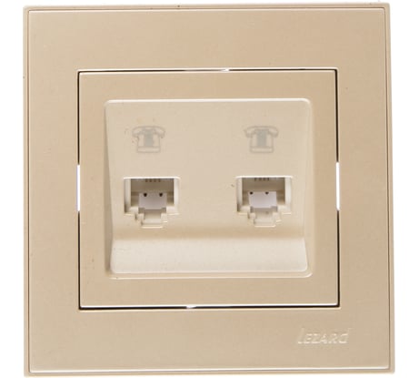 Двойная телефонная розетка LEZARD RAIN евро жемчужно-белый металлик 703-3030-138