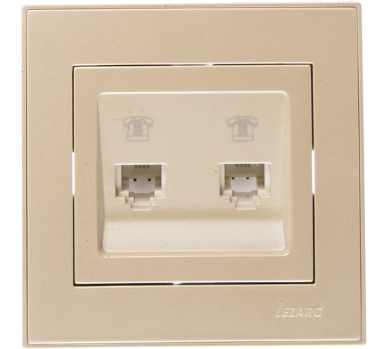 Двойная телефонная розетка LEZARD RAIN евро жемчужно-белый металлик 703-3030-138