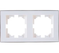 Двухместная вертикальная рамка LEZARD RAIN б/ вст белая с бок. вст. хром 703-0225-152