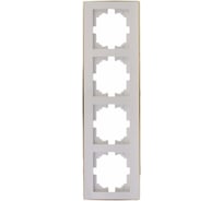 Четырехместная вертикальная рамка LEZARD RAIN б/ вст белая с бок. вст. золото 703-0226-154