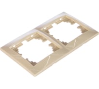 Двухместная вертикальная рамка LEZARD RAIN б/ вст белая с бок. вст. золото 703-0226-152