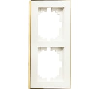 Двухместная вертикальная рамка LEZARD RAIN с вст. цв. бежевый + золото 703-0326-152