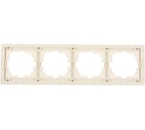 Четырехместная горизонтальная рамка LEZARD RAIN б/ вст белая с бок. вст. золото 703-0226-149