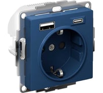 Розетка 16а c 2 usb a+с Systeme Electric Atlasdesign аквамарин 5в/2,4а, 2x5в/1,2а ATN001132