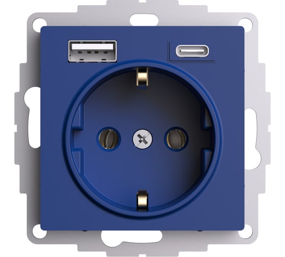 Розетка 16а c 2 usb a+с Systeme Electric Atlasdesign аквамарин 5в/2,4а, 2x5в/1,2а ATN001132 1