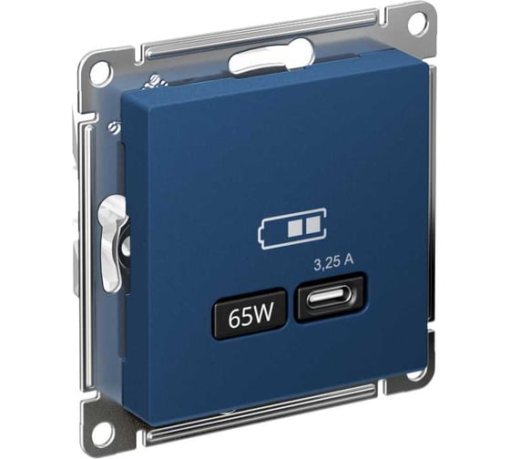 Розетка usb c Systeme Electric Atlasdesign аквамарин 65w, fast charge (qc.pd) ATN001127 1