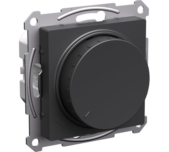Светорегулятор (диммер) Systeme Electric Atlasdesign базальт поворотно-нажимной, led, rc, 400вт, механизм ATN001423