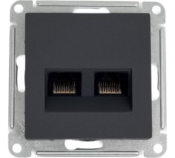 Двойная компьютерная розетка rj45+rj45 Systeme Electric Atlasdesign базальт кат.5е, механизм ATN001485