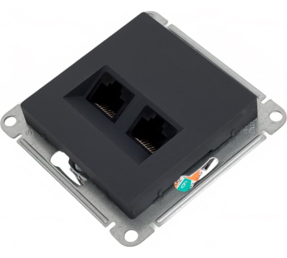 Двойная компьютерная розетка rj45+rj45 Systeme Electric Atlasdesign базальт кат.5е, механизм ATN001485