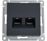 Двойная компьютерная розетка rj45+rj45 Systeme Electric Atlasdesign базальт кат.5е, механизм ATN001485 3