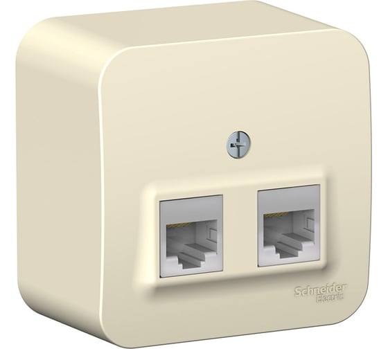 2-ая компьютерная розетка rj45, Systeme Electric Blanca о/у с изол. пласт. молочный кат.5e BLNIA045452