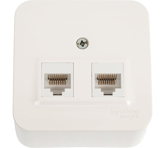 2-ая компьютерная розетка rj45, Systeme Electric Blanca о/у с изол. пласт. молочный кат.5e BLNIA045452