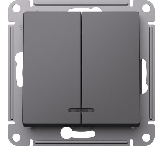 2-клавишный выключатель с подсветкой Systeme Electric Atlasdesign базальт сх.5а, 10ах, механизм ATN001453
