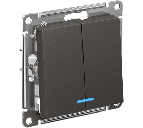 2-клавишный выключатель с подсветкой Systeme Electric Atlasdesign базальт сх.5а, 10ах, механизм ATN001453 1