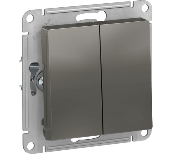 2-клавишный выключатель с самовозвратом Systeme Electric Atlasdesign сталь сх.2, 10а, механизм ATN000917