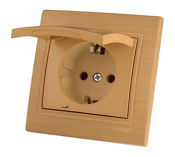 Розетка LEZARD 701-4747-123 MIRA с/ з с крышкой керамика ясень 1